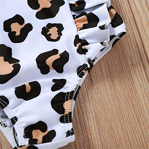 MODNTOGA Toddler Baby Girls Swimsuit Backless Ruffle One-Piece Swimwear Bathing Suit Tankini (Leopard, 120(4-5T))