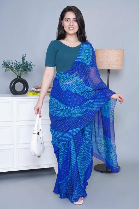 Image of Mlada V-Neck Stretchable Saree Blouse Top for Women | Slim Fit Short Sleeves Solid Cotton Blouses | Readymade Saree Blouses for Women Festive & Ethnic | Blouse Crop Top