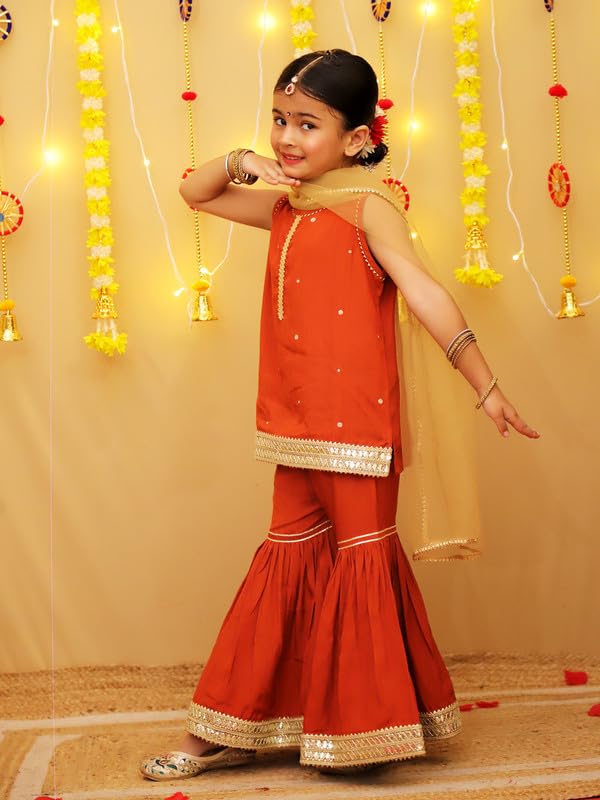 Image of LITTLE GINNIE Girls Kurta Sharara Set | Traditional Ethnic Wear for Kids