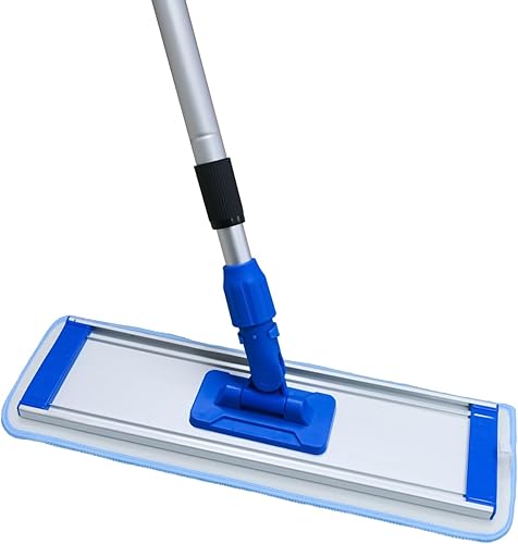 Nine Forty Juego de trapeador de polvo húmedo y seco de microfibra para piso de madera dura, cabezal de trapeador resistente con mango para limpieza