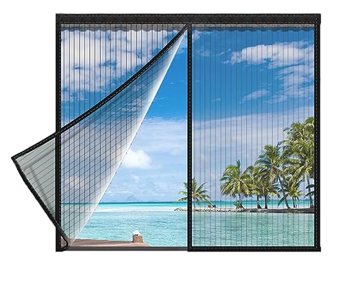 DarkSwan Personalizar mosquiteras para Ventanas, Negro mosquitera Ventana magnetica, mosquiteras magneticas para Ventanas Sellado Arriba a Abajo Automáticamente, Velcro iman Window Mosquito Net