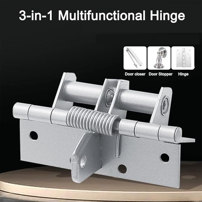 Veemok Heavy Duty 3-in-1 Self-Closing Garage Door Hinge – Automatic Spring Hinge with 90° Hold-Open Positioning, Anti-Rust Invisible Door Closer for Doors & Cabinets 1