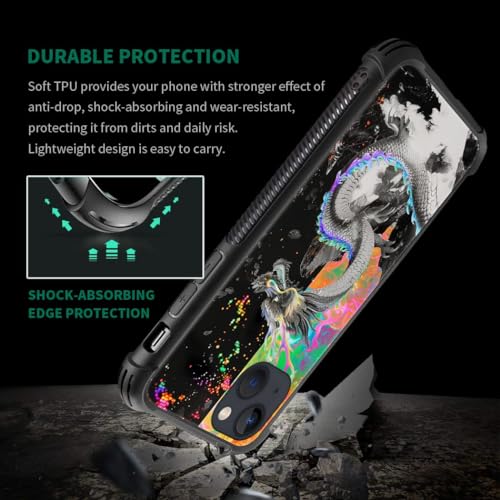 CARLOCA Compatible with iPhone 14 Case,Trippy Dragon Colorful Graphic Design Shockproof Anti-Scratch Drop Protection Case for iPhone 14 - image 2