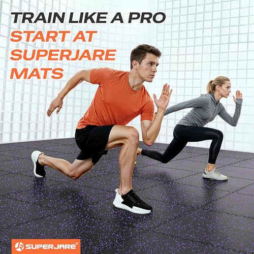 Image of SUPERJARE 0.56'' Thick 144 Sq Ft Rubber Top Gym Flooring for Home Gym