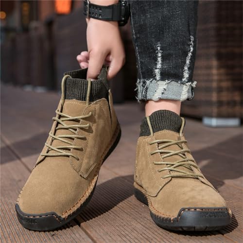 JiuQing Men's Barefoot Boots Suede Hand Stitched Casual Business Booties for Work Office Driving3