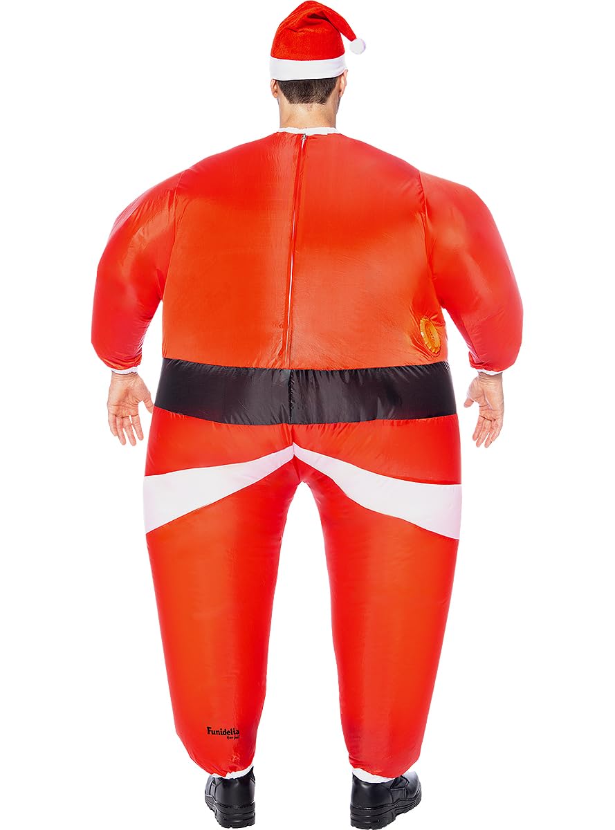 Funidelia | Disfraz de Papá Noel hinchable para hombre y mujer Santa Claus, Navidad, Papá Noel - Disfraz para adultos y divertidos accesorios para Fiestas, Carnaval y Halloween - Talla única - Rojo