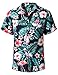 heekpek Camisa Hawaiana Hombre Manga Corta Verano Colores Camisa Hawaiana Estampada de Palmeras Flores Casual Playa Camisas Hawaianas, Flor de Negro, XL