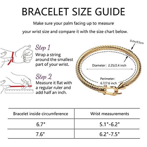 HIPYGOTO Twisted Cable Wire Bracelets for Women, Stainless Steel Designer Brand Inspired Cuff Bangle Bracelet Fashion Christmas Jewelry Gift4