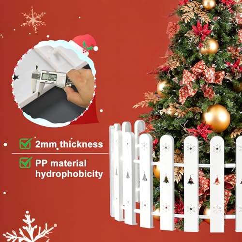 Weihnachtsbaum Zaun Schutz für Hunde & Kinder 28 Stück, Dekorativer Weißer Zaun als Effektiver Schutz, Dtabiles Gitter für den Weihnachtsbaum für Innen- und Außenbereich