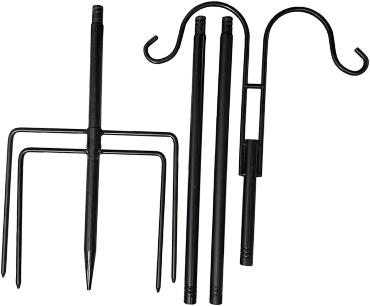Shepherd Hook for Garden Double Hook Outdoor Plant Hanger Metal Decor for Hanging Solar Lights Lanterns Flower Pots and Bird Feeders