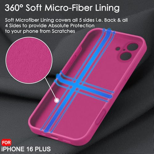 Image of TheGiftKart Liquid Silicone Back Cover Case for iPhone 16 Plus | Soft Micro-Fibre Lining Inside | Camera & Screen Protection | Shockproof Back Cover Case for iPhone 16 Plus (Silicone, Pink)