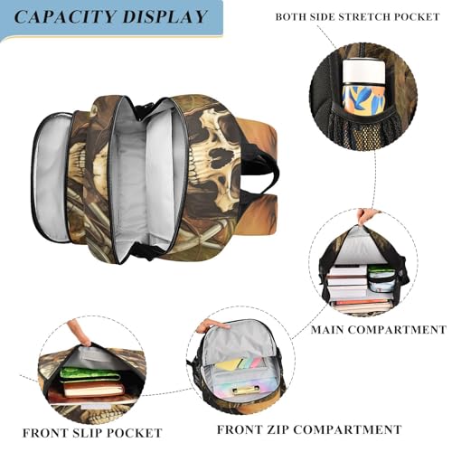 Backpack Lightweight Daypack-Vintage Skeleton Motorcycle Outdoor Travel Camping, Travel Backpack for Women Men 12.9x5.1x17.7 inch4