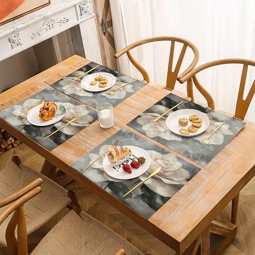 Set de table rectangulaire résistant à la chaleur anti tache rose lin - 5