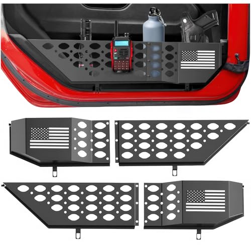 PICURA Metal Front Door Pocket Storage Box for Jeep Wrangler，Door Side Insert Organizer for Jeep Wrangler JL JLU 4XE 2018-2024 & Gladiator JT 2020-2024 Door Storage Expansion Accessories 2PCS, Flag