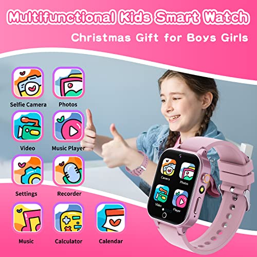 Kids Smart Watch Gift For Girls Age 5-12, 26 Games Hd Touch Screen Kids Watches With Video Camera Music Player Pedometer Flashlight 12/24 Hr Educational Toys Birthday Gifts For Girls Ages 7 8 9 10 #TOP1