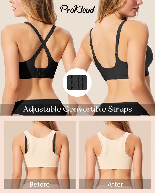 Image of ProKloud Bras for Women No Underwire Wireless Jelly Bras Full Coverage Seamless Push Up Bralettes Support Tshirt Bra
