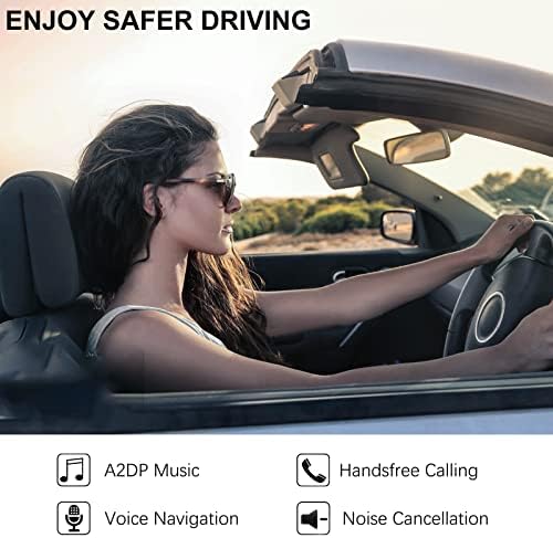 Handsfree Bluetooth Car Kit Visor Speakerphone with Noise Cancellation and Motion Auto On, Support Siri Google Assistant, Built-In Mic Multipoint Connectivity for Smartphone, iPhone -22Hrs Talk