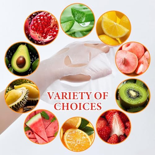 10 Pack Variety Facial Sheet Masks Skin Care Set, Hydrating Bulk Sheet Face Masks Skincare Gifts Set for Women Men, Long Lasting Moisturizing Face Masks Skin Care for All Skin Type(A) - 3