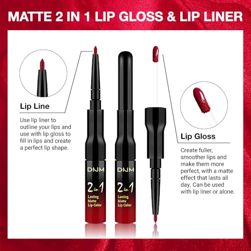 Image of evpct 1Pcs Fire Bright Red Matte Lip Liner & Liquid Lipstick Stain Makeup Set for Women, Red Lip Liner Stain Long Lasting Waterproof Smudge Proof, Cruelty Free Lip Stick Makeup 24 hours originales, 64