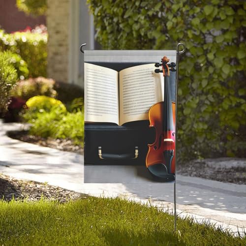 Drapeaux décoratifs extérieur violon double face, décoration de jardin durable