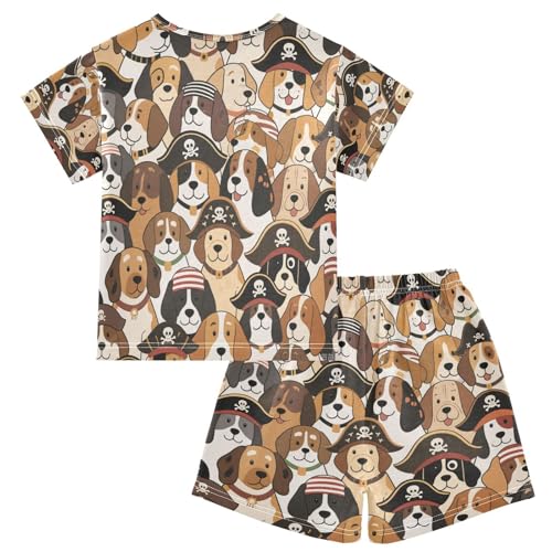 Girls Sleepover Pajama Set Tee & Shorts Pj Set for Child Loungewear 6Y Retro Cartoon Pirates Dog pijama para ni?os2