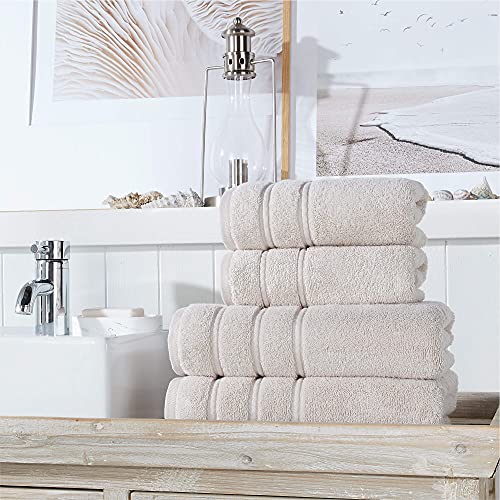 Christy Antalya Large Bath Towels | Set of 4 | 100% Turkish Cotton | 600GSM | Soft Plush Luxury Towel Set | 2 Bath Towels 2 Hand Towels | Quick Dry | Pumice Beige - Cosy Home Interiors Christy Antalya Large Bath Towels | Set of 4 | 100% Turkish Cotton | 600GSM | Soft Plush Luxury Towel Set | 2 Bath Towels 2 Hand Towels | Quick Dry | Pumice Beige - Image 2
