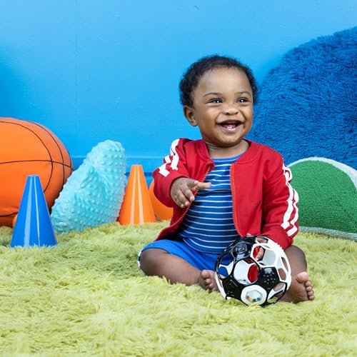Image of Bright Starts Oball Grippin' Goals Rattle Soccer Ball - Black & White, Easy-Grasp Toy for Newborn and Up (Pack of 2)