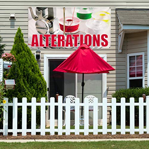 Vinyl Banner Multiple Sizes Alterations Outdoor Advertising Printing B Business Outdoor Weatherproof Industrial Yard Signs White 6 Grommets 36x72Inches - Thumbnail 3
