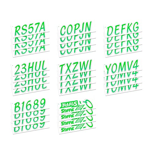 Image of STIFFIE Whipline Electric Green /Silver 3 inch Boat & PWC Registration Decals • Numbers Letters Stickers