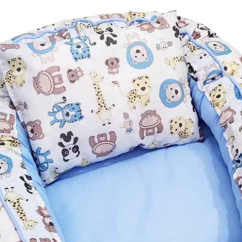 Ninho Redutor de Berço Bebê Menino Bichos Azul 2 Peças