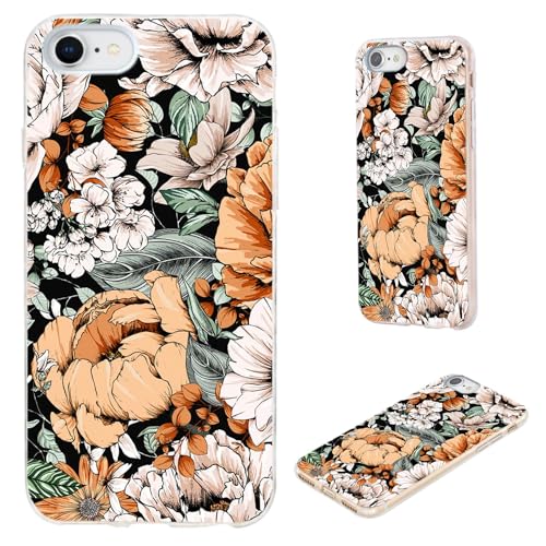 Coque iPhone 7 et 6S fleur orange, le cadeau idéal pour femme et fille rigide et doux