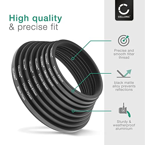 CELLONIC 8-Piece Step Down Ring Set Lens Filter Stepping Down Adapter Ring Mount Adapter Kit 52-49mm, 55-52mm, 58-55mm - Image 4