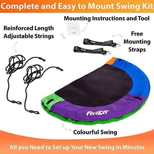 40" Saucer Tree Swing for Kids Outdoor with Straps - Round Outdoor Swings for Swingset - Large Tree Swings for Children with Hanging Kit - Heavy Duty Children Disk Swing for Outside