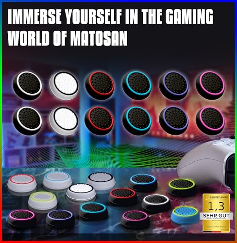 Image of MatoSan 12 Thumbstick Grip Caps - Universal Silicone Controller Covers - Enhanced Grip, Precision & Protection - Anti-Slip Joystick Accessories for All Modern Game Controllers
