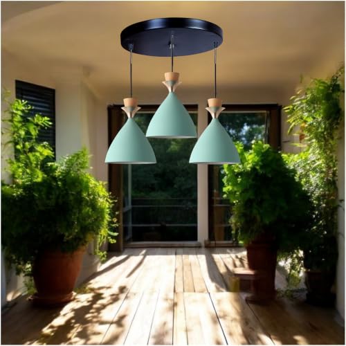 Image of Modern Aqua Blue Dome Hanging Pendant Light for Ceiling, Aluminium, Antique Decor, E-27 Holder, (Bulb is not Included) 3 Light Cluster Set