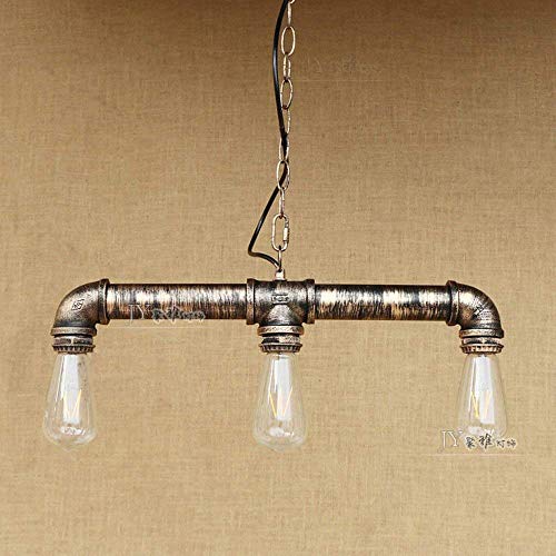 3-Lights Industrial Vintage Rustic Steampunk Metal Water Pipe Ceiling Pendant Lamp Edison Lamp Chandelier Copper Bronze Finish E27 Decoration steampunk buy now online