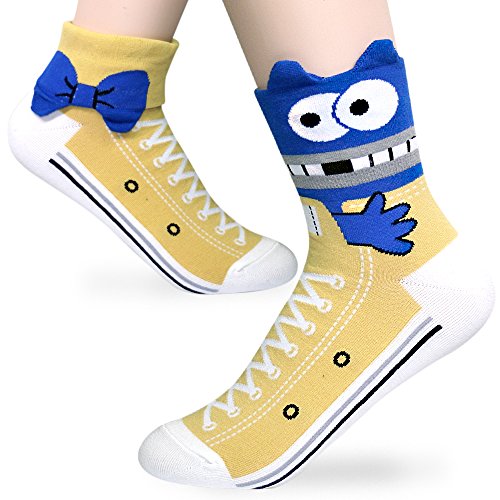 Kony Women's Girls Casual Funny Novelty Crew Socks, Cute Animals Printed Pattern - Gift For Pet Animal Lovers (Sneaker - 5 Pairs) #TOP6