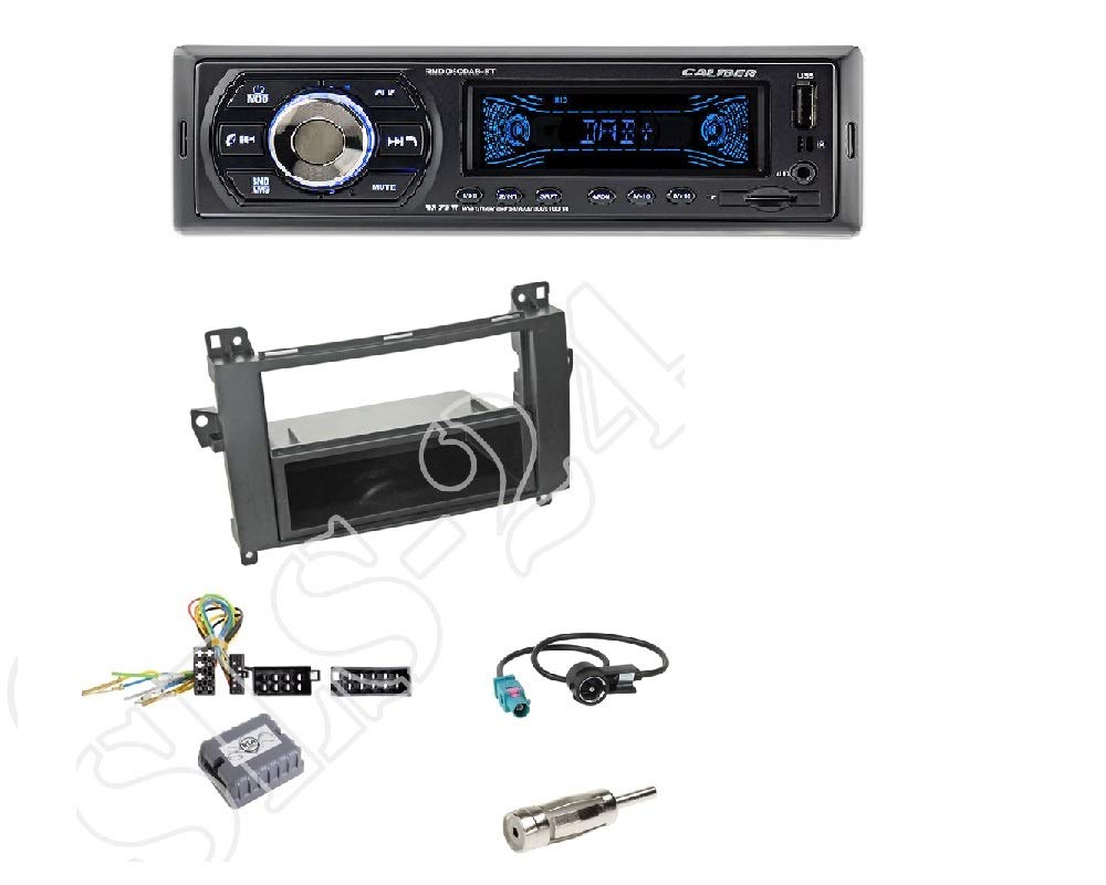 Caliber RMD050DAB-BT DAB+ Tuner Bluetooth USB SD AUX-IN Radio + antena szybowa + adapter ISO CAN-Bus + osłona radia czarna do Mercedesa klasa A/B (W639) Viano (W639)