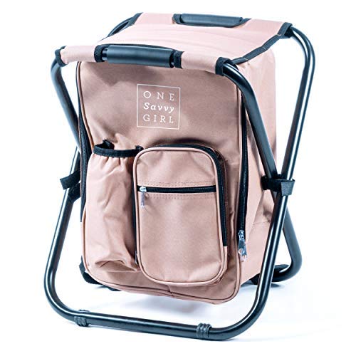One Savvy Girl Ultralight Backpack Cooler Chair - Compact Lightweight and Portable Folding Stool - Perfect for Outdoor Events, Travel, Hiking, Camping, Tailgating, Beach, Parades & More