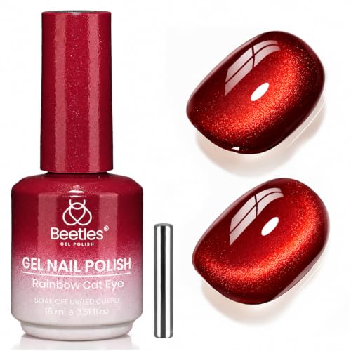 Beetles Red Cat Eye Gel Nail Polish, 15ml Vintage Cherry Magnetic Gel Shine