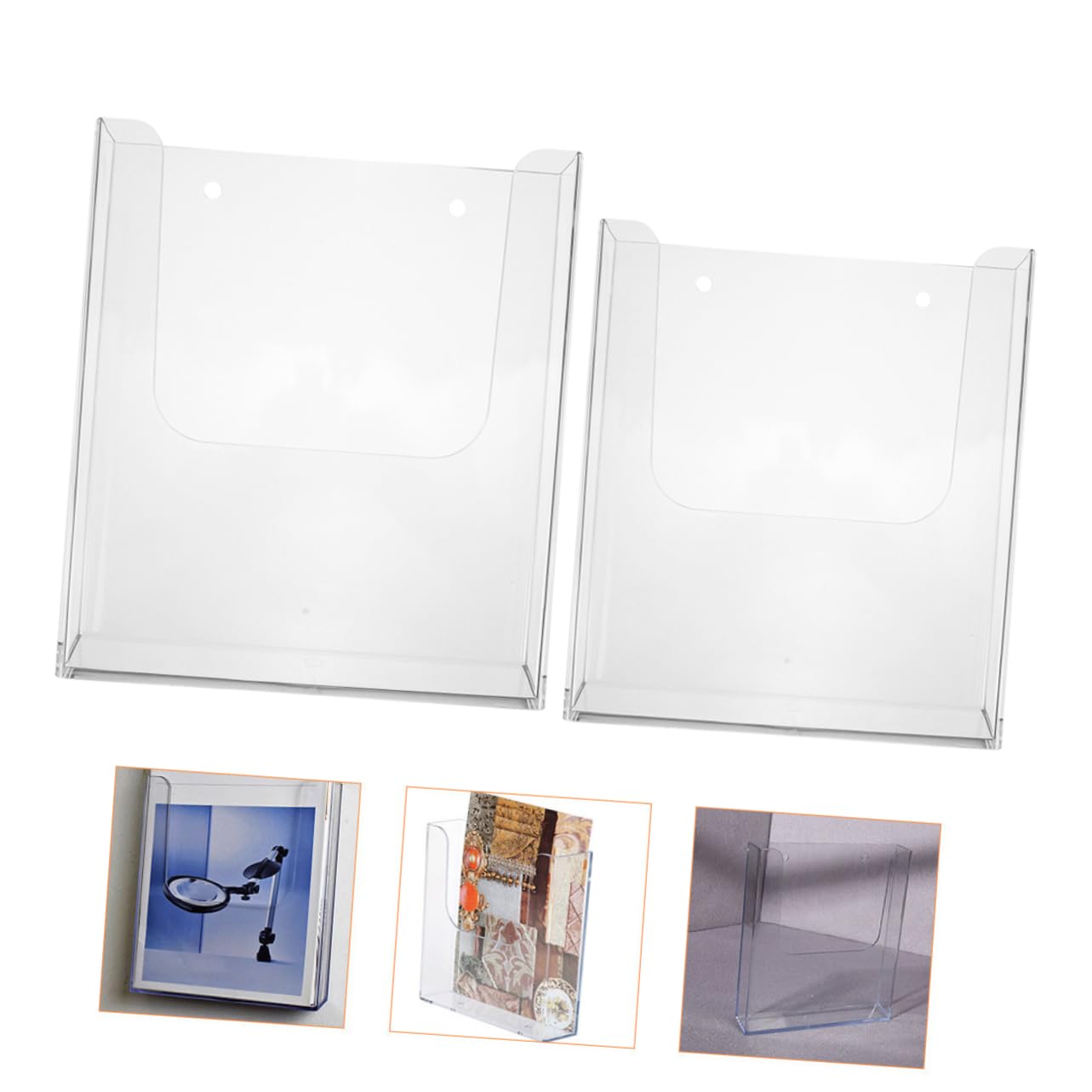 HOMSFOU 2 Piezas Soporte de Pared Folletos y Organizador Colgante Transparente Oficina y Estante de Exhibición de Archivos y Carteles