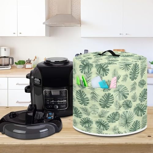 Image of Cozeyat Green Leaves Kitchen Decor Accessories Appliance Dust Cover for Electric Pressure Cooker /Air Fryer /Rice Cooker /Steamer /Toaster,Pressure Cooker Cover 3 qt