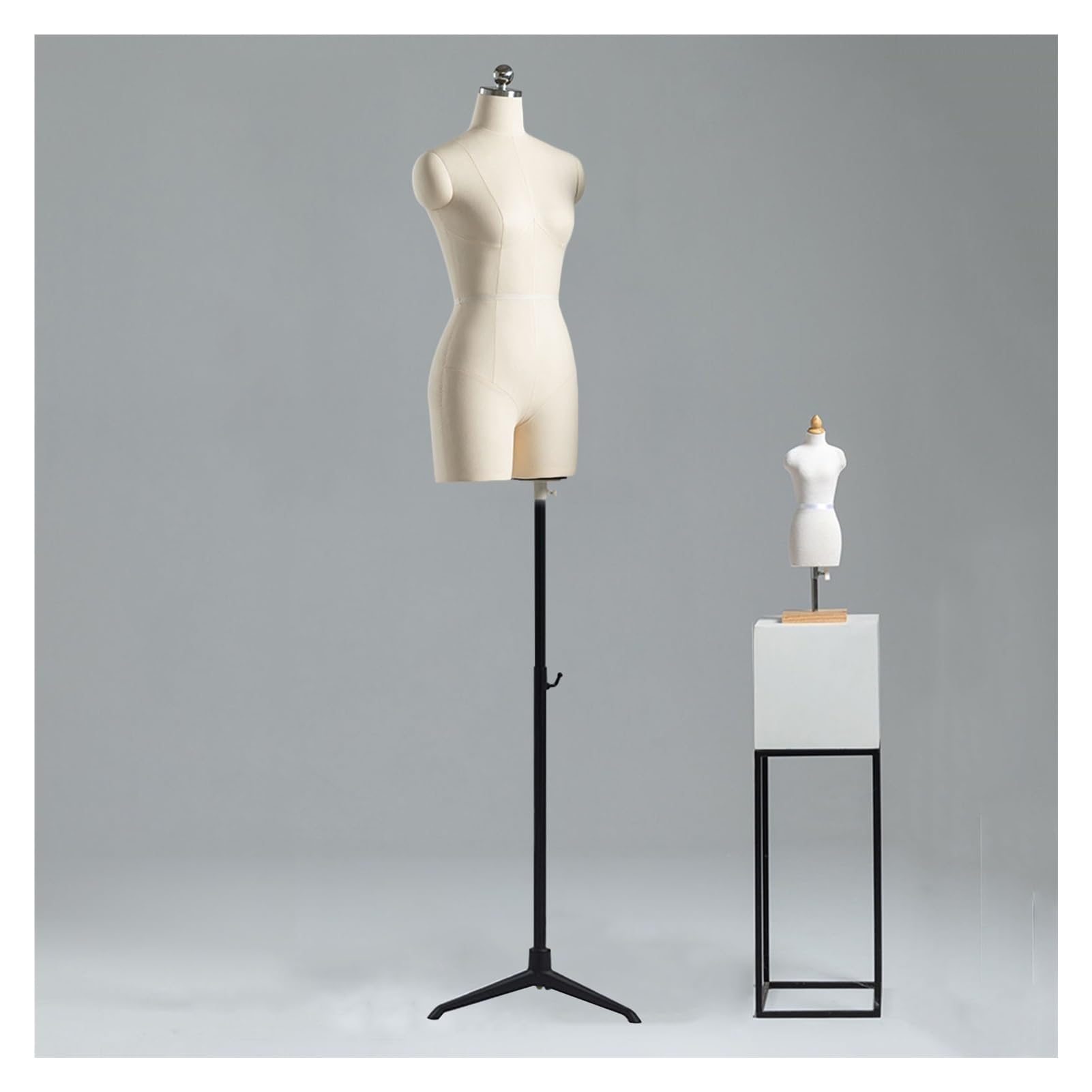 Nähpuppe, weiblich, Kleiderform, Torso zum Nähen, höhenverstellbar, um 360 ° drehbar, Schaufensterpuppenkörper mit Metall-Stativ für Kleid, Schmuck, Beige, 88# (Beige-86#)