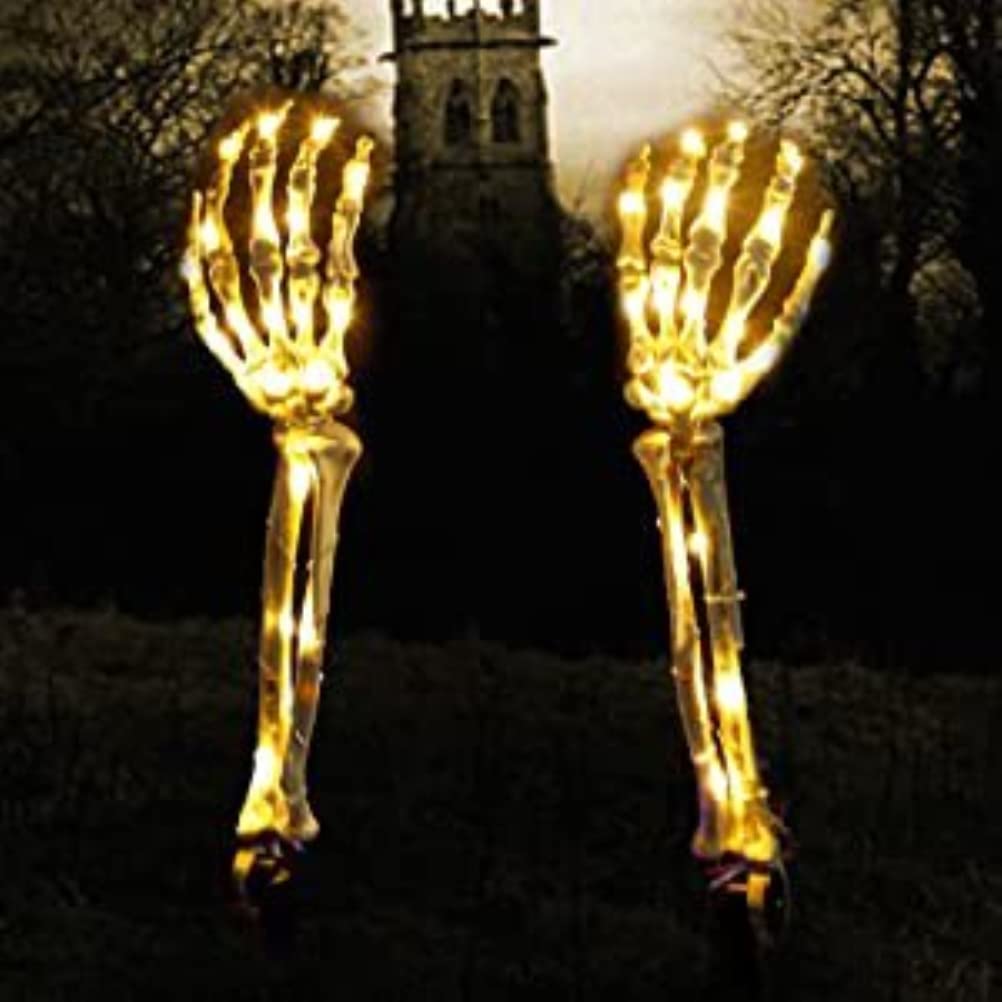 Mano de esqueleto de Halloween, estacas de brazo de esqueleto iluminadas de Halloween, fiesta de Halloween, patio de casa, arte, accesorios para interiores y exteriores, decoraciones little surprise