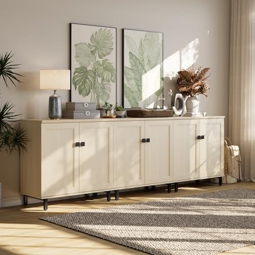 FENSULN Buffet Sideboard Cabinet Farmhouse Modern 3 in1 Storage Cabinet