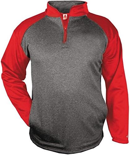 Badger Sports Sport Heather 1/4 Zip Carbon Heather/Red X-Large