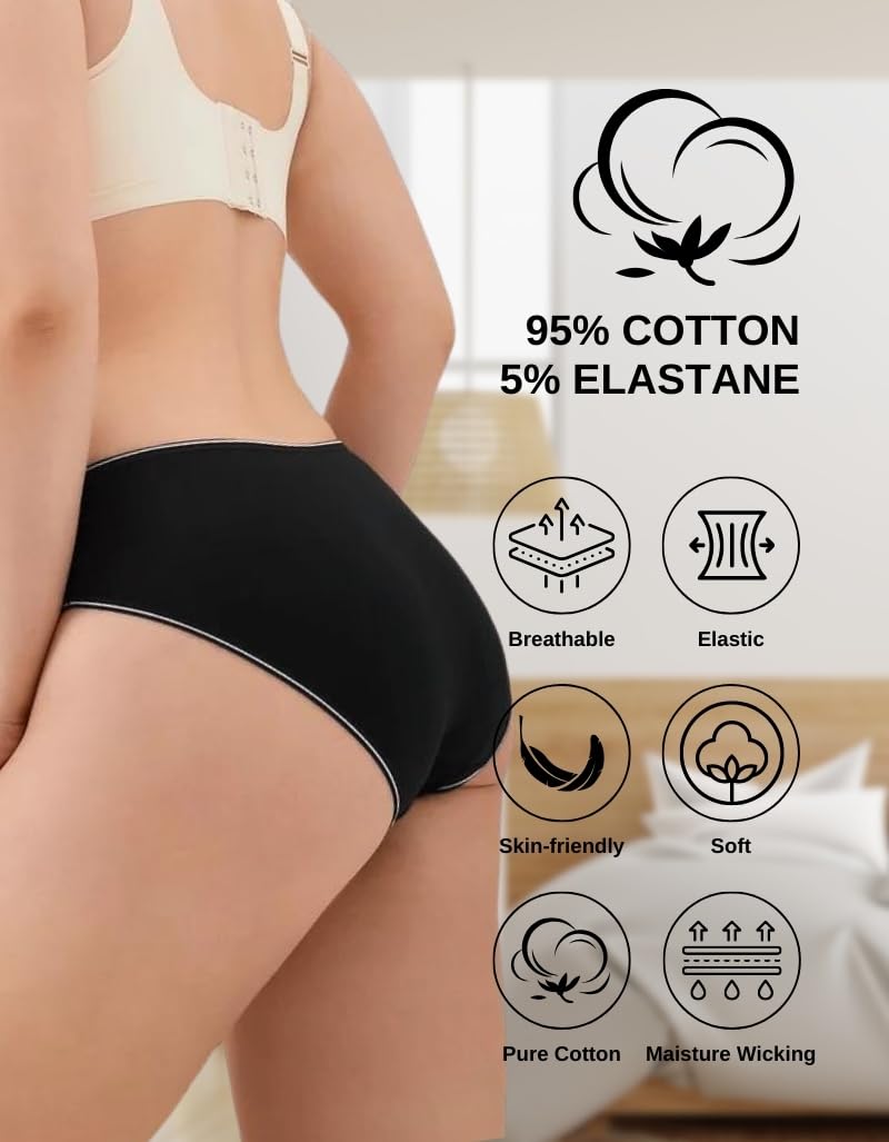 ALYA UNDERWEAR Premium Intimo, Cotone Biologico, Vita Media, Mutande Donna, Traspirante, Confortevole, Morbido Slip, Flessibile, Mutandine, Confezione Multipla (S … 3XL)