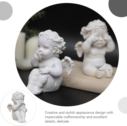 Miniatura 5 de 3 figuras de ángel de querubín, estatua de querubín, no se transparenta, no habla, adornos de decoración para el hogar, oficina, Navidad, boda,