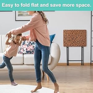Folding TV Tray Table, TV Tray for Eating on Couch, Small Folding Table, Portable Tray Table Couch Desk, Foldable Snack Table, with Leopard Print, for Bed & Sofa, Living Room, Bedroom Folding TV Tray Table TV Tray for Eating on Couch Small Folding Table Portable Tray Table Couch Desk Foldable Snack Table with Leopard Print for Bed Sofa Living Room Bedroom