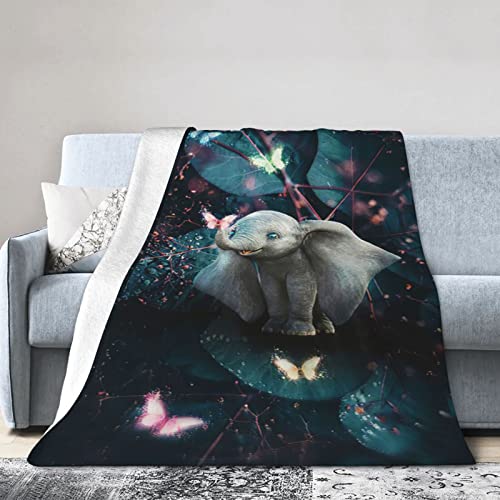 Fantasy Elephant Butterfly Blanket Elephant Gifts For Women Girls Super Warm Soft Cozy Elephant Throw Blanket Plush Flannel Blanket For Kids Adults Bed Birthday Gifts 40"X50" #TOP1